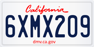 CA license plate 6XMX209