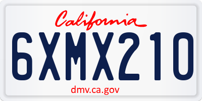 CA license plate 6XMX210