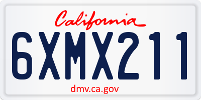 CA license plate 6XMX211