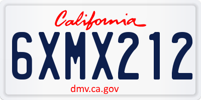CA license plate 6XMX212