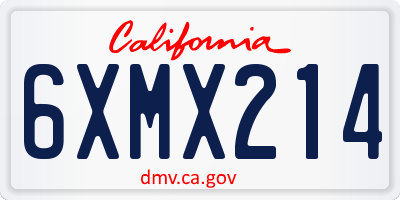 CA license plate 6XMX214
