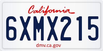 CA license plate 6XMX215