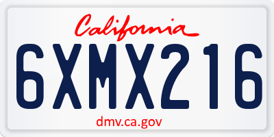 CA license plate 6XMX216