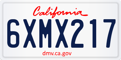 CA license plate 6XMX217
