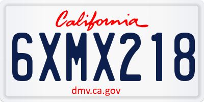 CA license plate 6XMX218