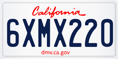 CA license plate 6XMX220