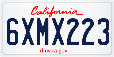 CA license plate 6XMX223