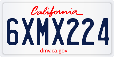 CA license plate 6XMX224