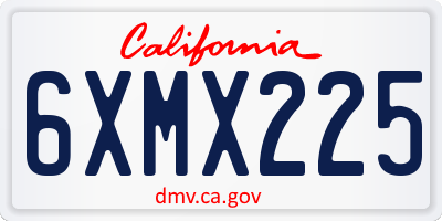 CA license plate 6XMX225