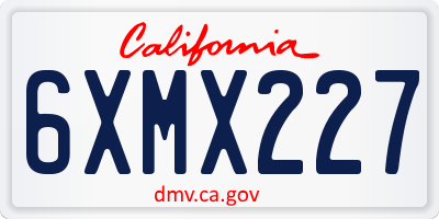 CA license plate 6XMX227