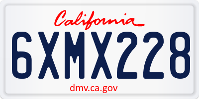 CA license plate 6XMX228