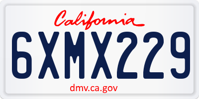 CA license plate 6XMX229