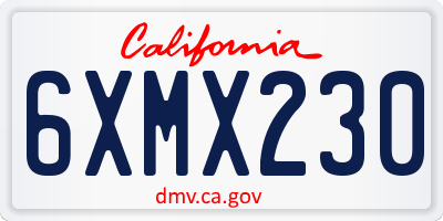 CA license plate 6XMX230