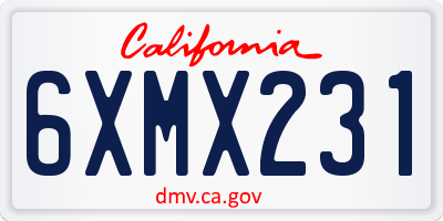 CA license plate 6XMX231
