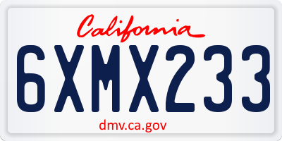 CA license plate 6XMX233