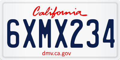 CA license plate 6XMX234