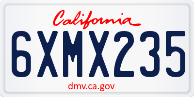 CA license plate 6XMX235
