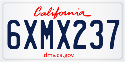 CA license plate 6XMX237