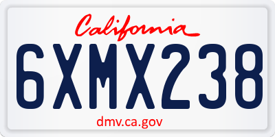 CA license plate 6XMX238
