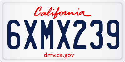 CA license plate 6XMX239