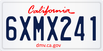 CA license plate 6XMX241
