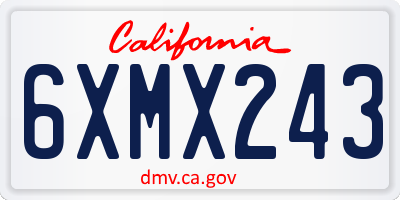 CA license plate 6XMX243