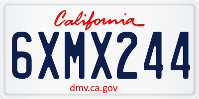 CA license plate 6XMX244