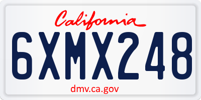 CA license plate 6XMX248