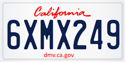 CA license plate 6XMX249