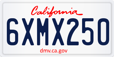 CA license plate 6XMX250