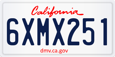CA license plate 6XMX251