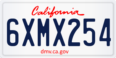 CA license plate 6XMX254