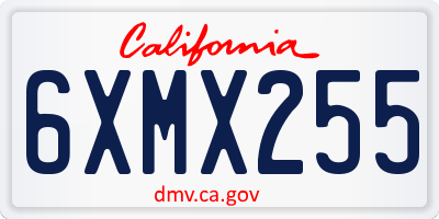 CA license plate 6XMX255