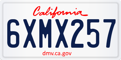 CA license plate 6XMX257