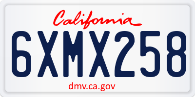 CA license plate 6XMX258