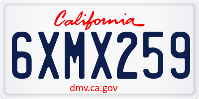 CA license plate 6XMX259