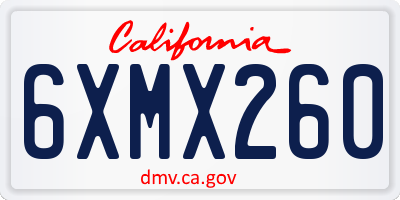 CA license plate 6XMX260