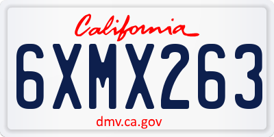 CA license plate 6XMX263
