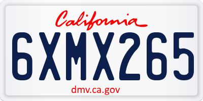 CA license plate 6XMX265