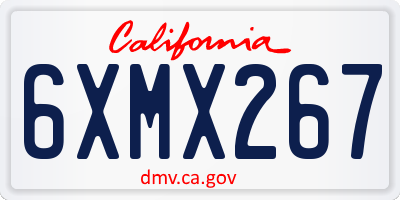 CA license plate 6XMX267