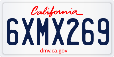 CA license plate 6XMX269
