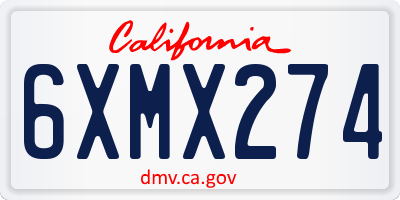 CA license plate 6XMX274