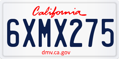 CA license plate 6XMX275