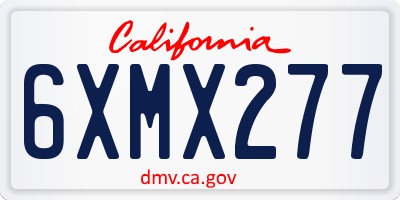 CA license plate 6XMX277