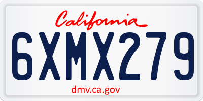 CA license plate 6XMX279