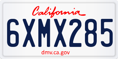CA license plate 6XMX285