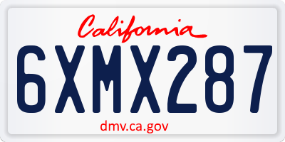 CA license plate 6XMX287