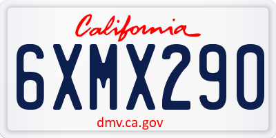 CA license plate 6XMX290