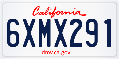 CA license plate 6XMX291