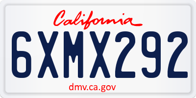 CA license plate 6XMX292